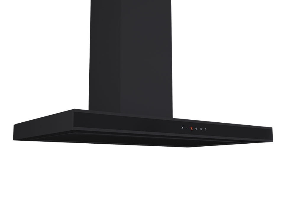 Schweigen 90cm Black Glass Silent Wallmount Rangehood